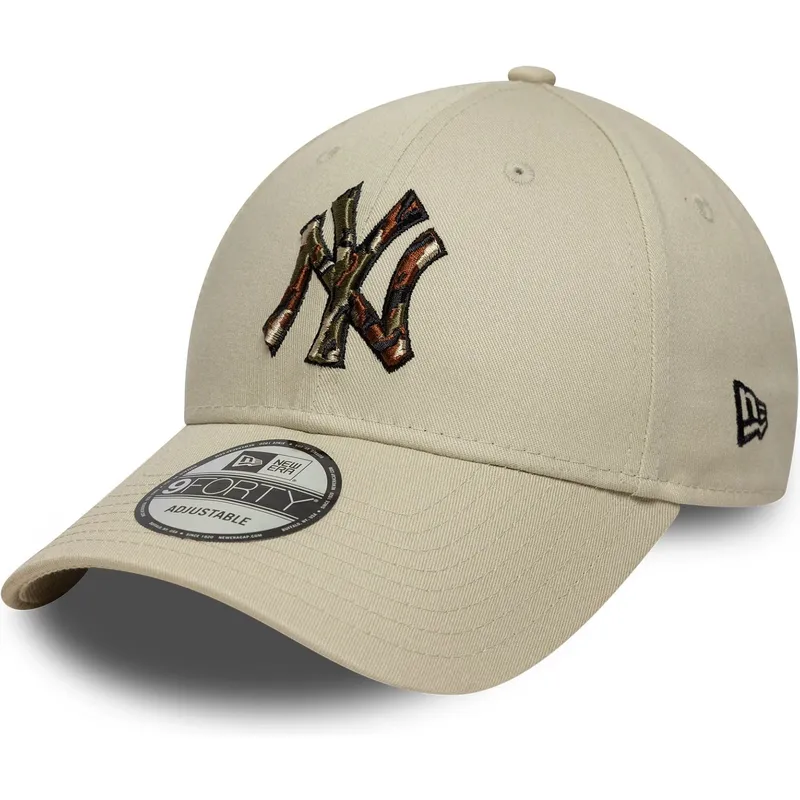 beige-gebogene-verstellbare-kappe-9forty-camo-infill-der-new-york-yankees-mlb-von-new-era