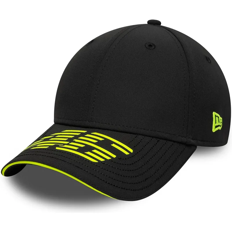 czarna-regulowana-czapka-z-zakrzywionym-daszkiem-9forty-recycled-stripe-valentino-rossi-vr46-motogp-new-era