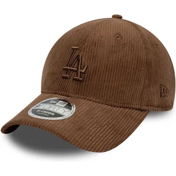Braune verstellbare Curved Cap mit braunem Logo 9FORTY M-Crown Cord der Los Angeles Dodgers MLB von New Era