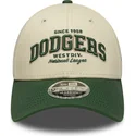 casquette-courbee-beige-et-verte-ajustable-9forty-m-crown-wordmark-los-angeles-dodgers-mlb-new-era