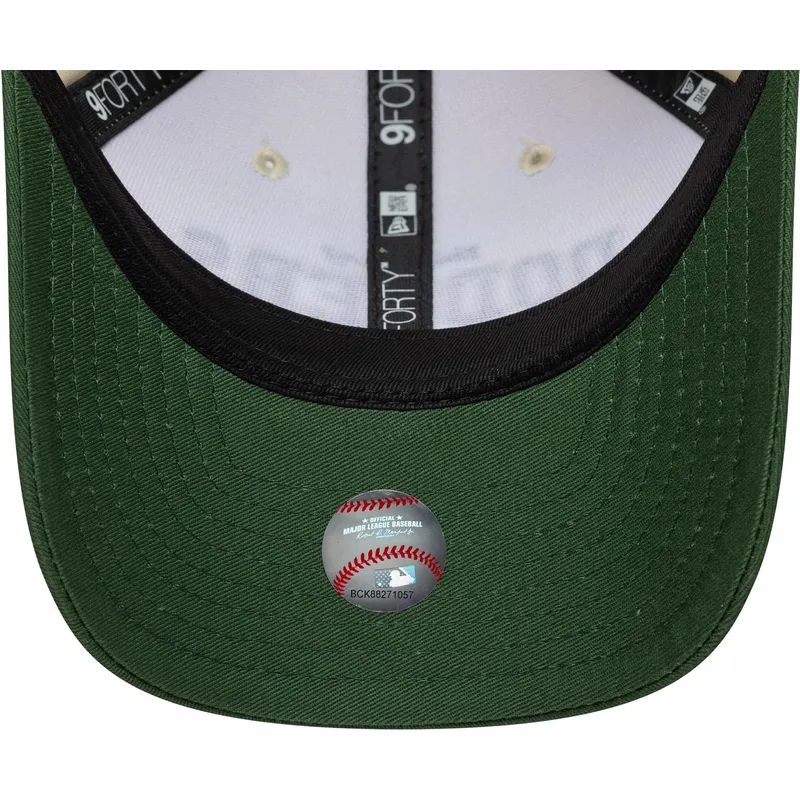 casquette-courbee-beige-et-verte-ajustable-9forty-m-crown-wordmark-los-angeles-dodgers-mlb-new-era
