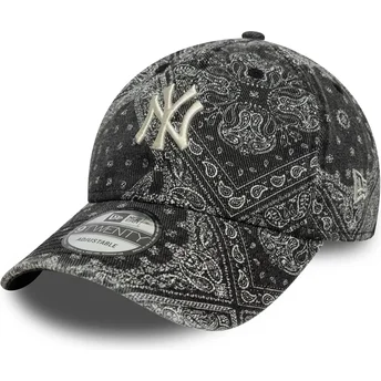 Schwarze verstellbare Curved Cap 9TWENTY Washed Paisley der New York Yankees MLB von New Era
