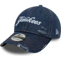 cepur-izliekta-zils-regulejams-9twenty-denim-distress-no-new-york-yankees-mlb-no-new-era