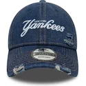 cepur-izliekta-zils-regulejams-9twenty-denim-distress-no-new-york-yankees-mlb-no-new-era