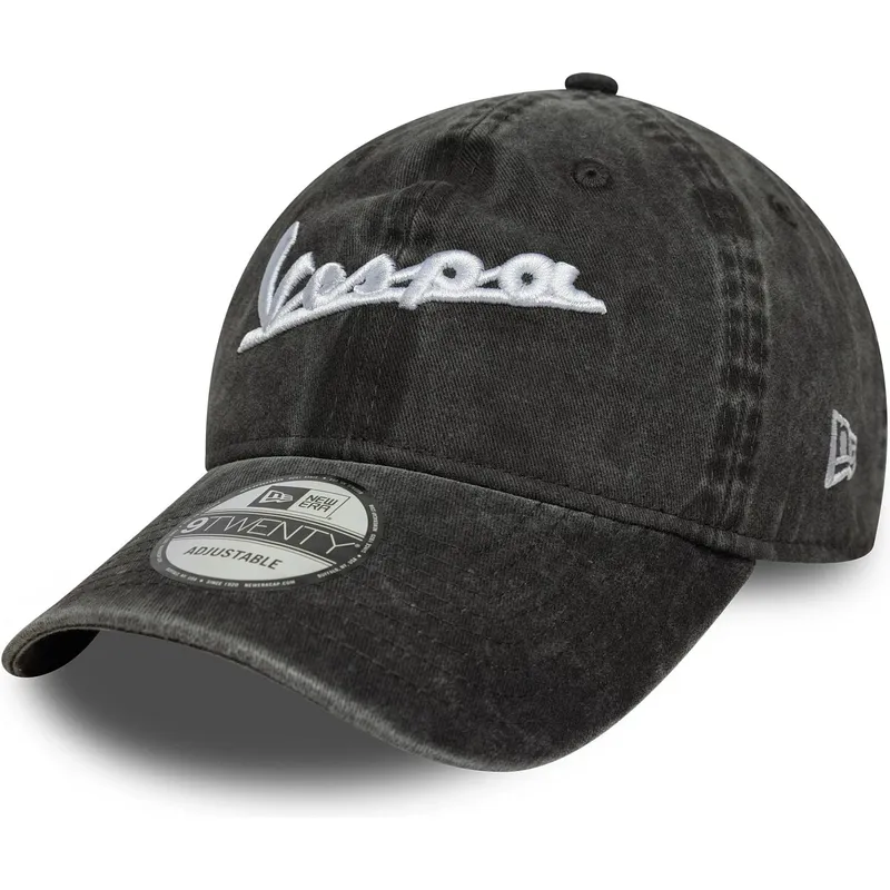 casquette-courbee-noire-ajustable-9twenty-washed-vespa-piaggio-new-era
