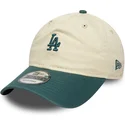 beige-und-grune-verstellbare-curved-cap-9twenty-mini-washed-der-los-angeles-dodgers-mlb-von-new-era