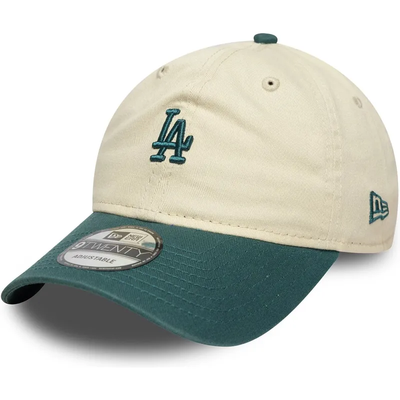 bojd-beige-och-gron-justerbar-keps-9twenty-mini-washed-fran-los-angeles-dodgers-mlb-av-new-era