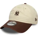 casquette-courbee-beige-et-marron-ajustable-9twenty-mini-washed-new-york-yankees-mlb-new-era
