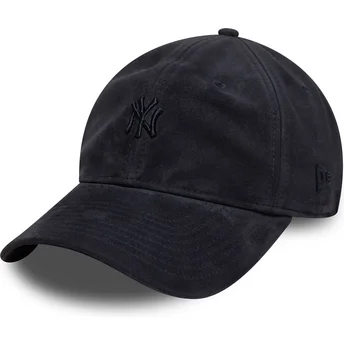 Marinblå böjd keps justerbar med marinblått logo 9TWENTY Suede från New York Yankees MLB av New Era