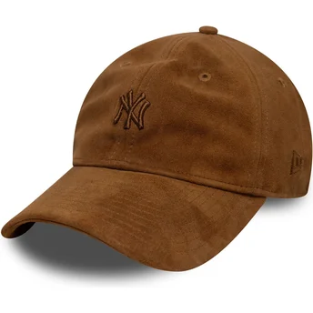 Casquette courbée marron ajustable avec logo marron 9TWENTY Suede New York Yankees MLB New Era