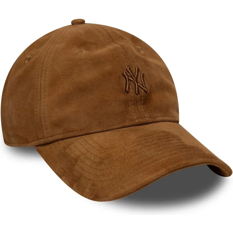 casquette-courbee-marron-ajustable-avec-logo-marron-9twenty-suede-new-york-yankees-mlb-new-era