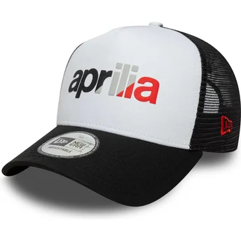 Czapka trucker biało-czarna A Frame Wordmark Aprilia Piaggio New Era