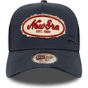 cepur-izliekta-truckeris-tumsi-zils-snapback-a-frame-oval-canvas-distress-no-new-era
