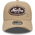 cepur-izliekta-truckeris-bruns-snapback-a-frame-oval-canvas-distress-no-new-era