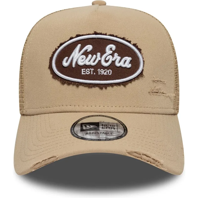 cepur-izliekta-truckeris-bruns-snapback-a-frame-oval-canvas-distress-no-new-era