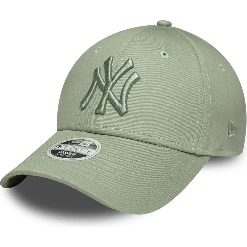 casquette-courbee-verte-claire-ajustable-avec-logo-vert-pour-femme-9forty-league-essential-new-york-yankees-mlb-new-era