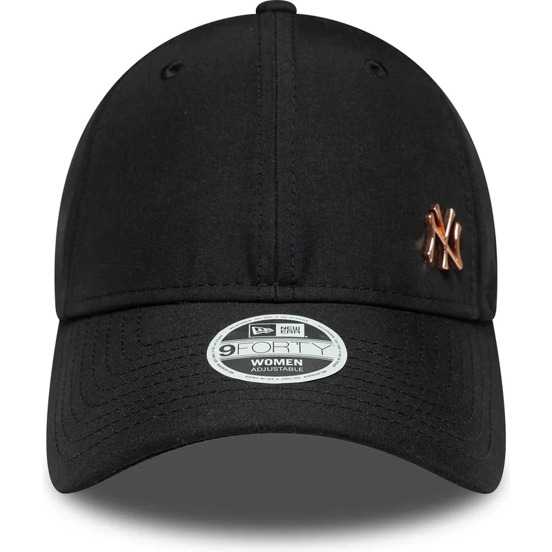schwarze-gebogene-verstellbare-damenkappe-mit-bronze-logo-9forty-flawless-der-new-york-yankees-mlb-von-new-era