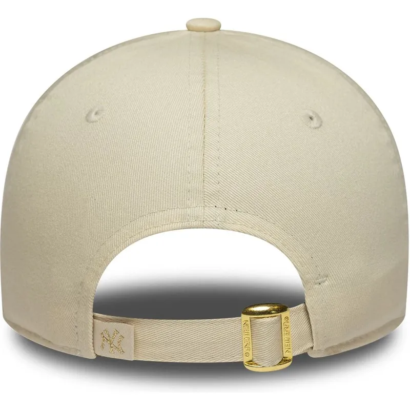 bojd-beige-justerbar-keps-for-dam-9forty-sequin-wordmark-fran-new-york-yankees-mlb-av-new-era
