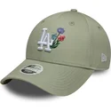 casquette-courbee-verte-claire-ajustable-pour-femme-9forty-floral-icon-los-angeles-dodgers-mlb-new-era
