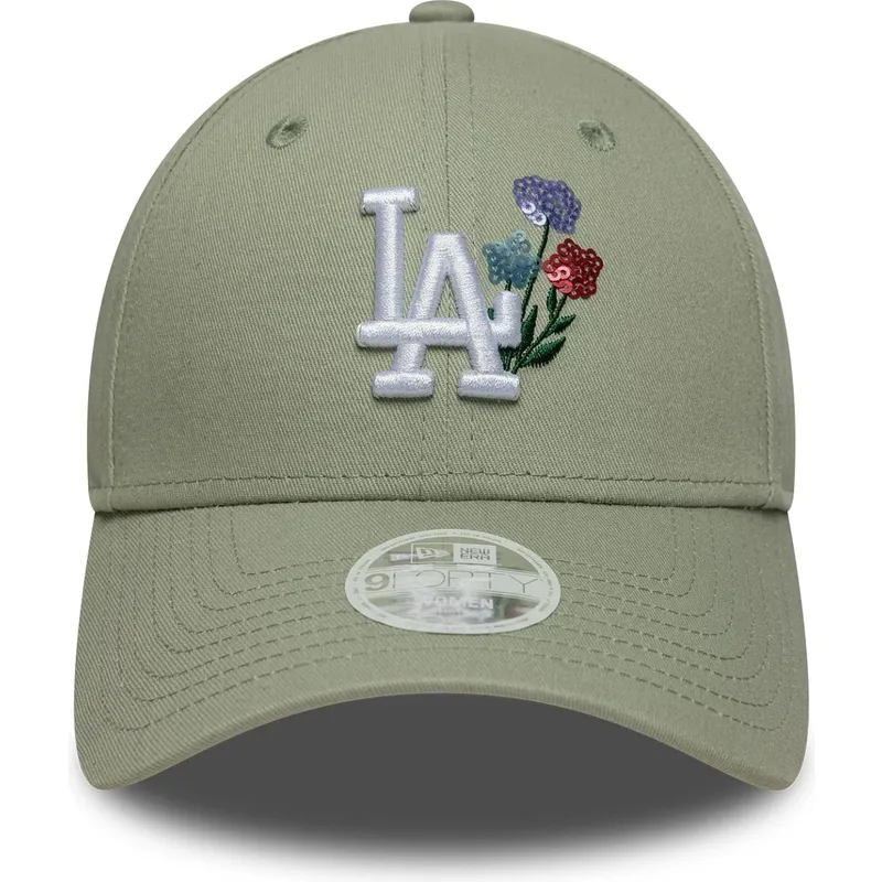 casquette-courbee-verte-claire-ajustable-pour-femme-9forty-floral-icon-los-angeles-dodgers-mlb-new-era