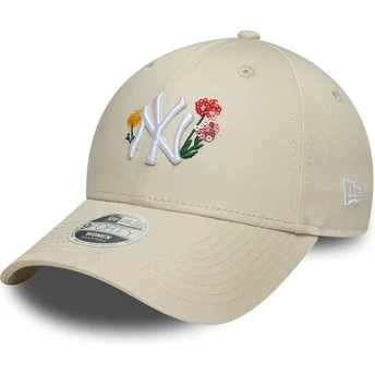 Casquette courbée beige ajustable pour femme 9FORTY Floral Icon New York Yankees MLB New Era