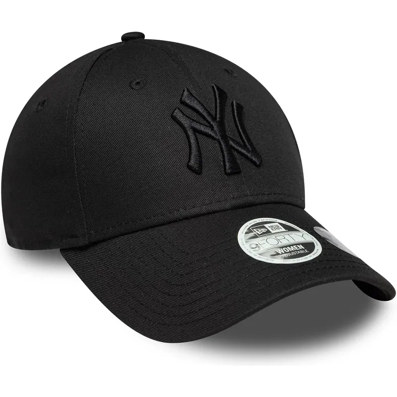 schwarze-verstellbare-curved-cap-mit-schwarzem-logo-fur-damen-9forty-bow-back-der-new-york-yankees-mlb-von-new-era