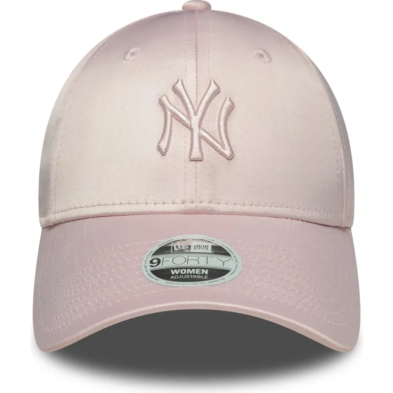 casquette-courbee-rose-ajustable-avec-logo-rose-pour-femme-9forty-satin-new-york-yankees-mlb-new-era