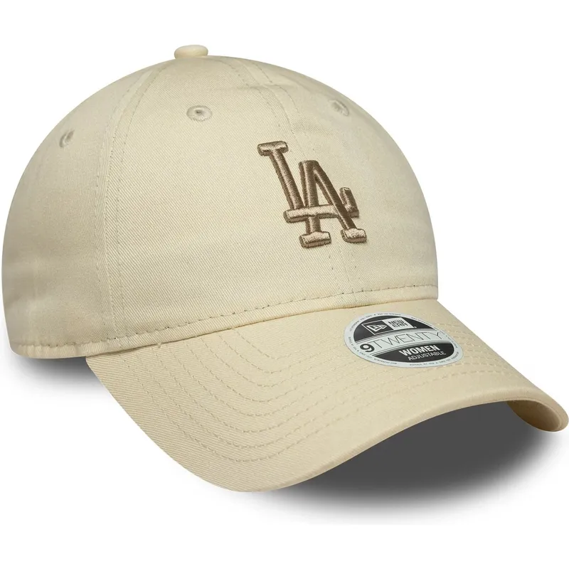 casquette-courbee-beige-ajustable-avec-logo-beige-pour-femme-9twenty-league-essential-midi-los-angeles-dodgers-mlb-new-era