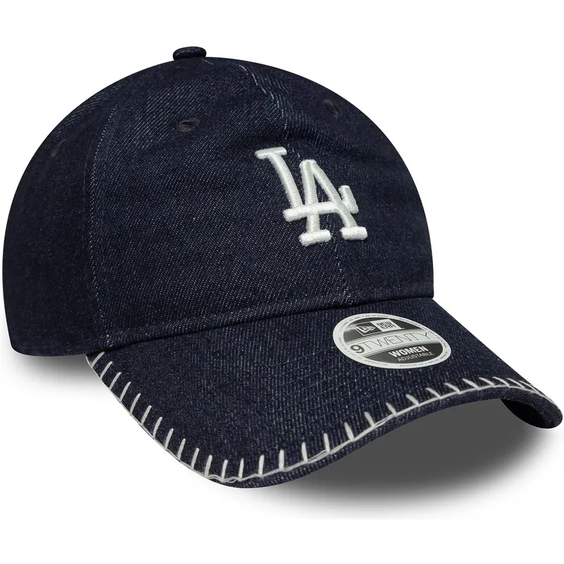 new-era-curved-brim-women-9twenty-denim-stitch-los-angeles-dodgers-mlb-navy-blue-adjustable-cap