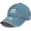 cap-izliekta-blue-adjustable-strap-9twenty-denim-stitch-no-new-york-yankees-mlb-no-new-era