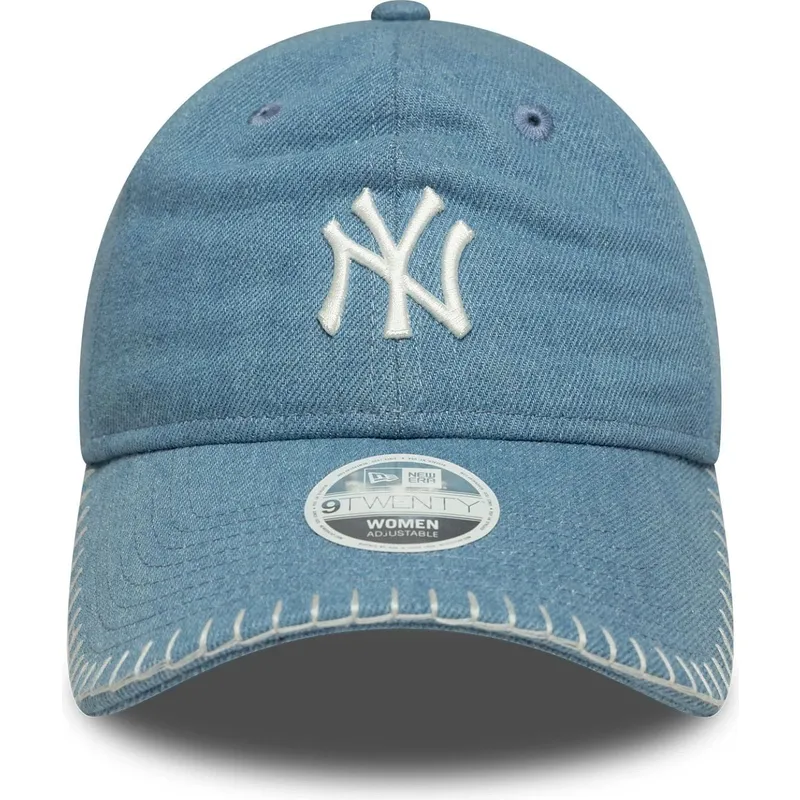cap-izliekta-blue-adjustable-strap-9twenty-denim-stitch-no-new-york-yankees-mlb-no-new-era