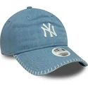 cap-izliekta-blue-adjustable-strap-9twenty-denim-stitch-no-new-york-yankees-mlb-no-new-era