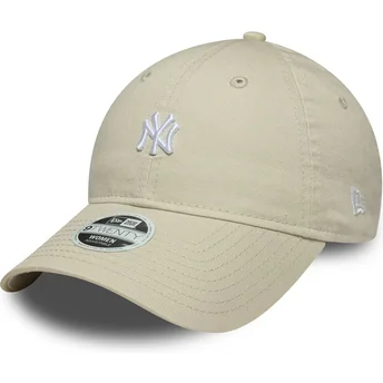 Cepur izliekta bēšs regulējama lente 9TWENTY Washed Mini no New York Yankees MLB no New Era