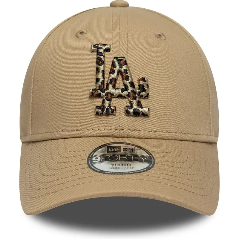 new-era-curved-brim-youth-9forty-animal-infill-los-angeles-dodgers-mlb-brown-adjustable-cap