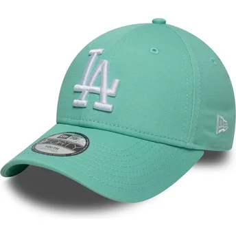 Grön böjd justerbar keps för barn 9FORTY League Essential från Los Angeles Dodgers MLB av New Era