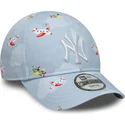 hellblaue-gebogene-verstellbare-kappe-fur-kleinkinder-9forty-plane-all-over-print-der-new-york-yankees-mlb-von-new-era