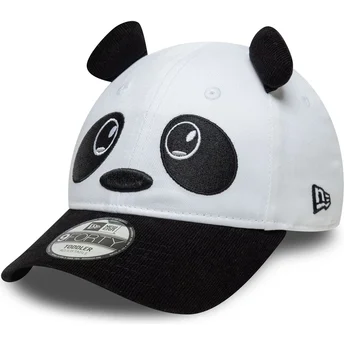 New Era Curved Brim Toddler 9FORTY Cord Ears White and Black Adjustable Cap