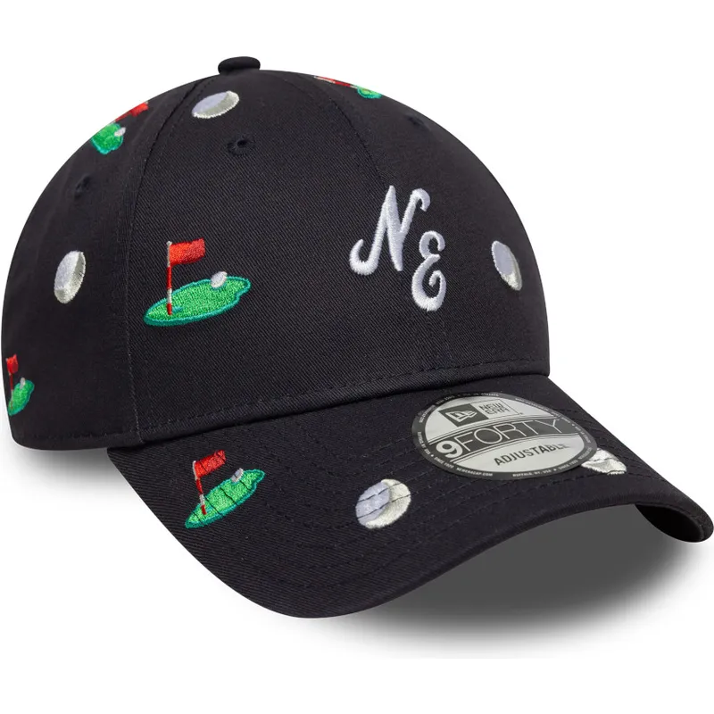 cepur-izliekta-tumsi-zils-regulejama-lente-9forty-golf-all-over-print-no-new-era
