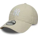 cap-izliekta-beige-adjustable-strap-9twenty-linen-no-new-york-yankees-mlb-no-new-era