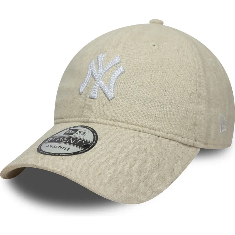 cap-izliekta-beige-adjustable-strap-9twenty-linen-no-new-york-yankees-mlb-no-new-era