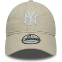cap-izliekta-beige-adjustable-strap-9twenty-linen-no-new-york-yankees-mlb-no-new-era