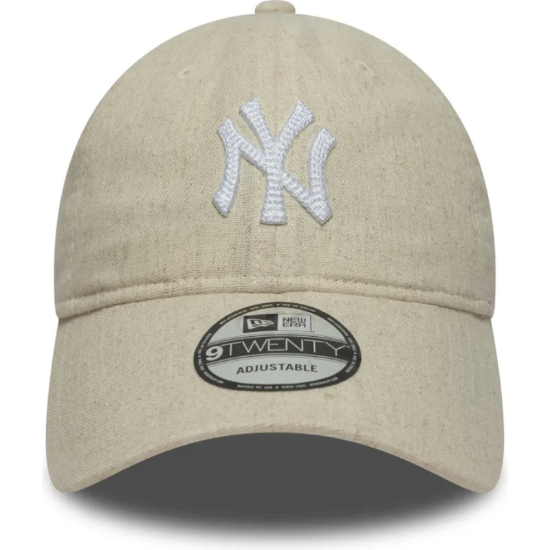 cap-izliekta-beige-adjustable-strap-9twenty-linen-no-new-york-yankees-mlb-no-new-era
