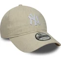 cap-izliekta-beige-adjustable-strap-9twenty-linen-no-new-york-yankees-mlb-no-new-era