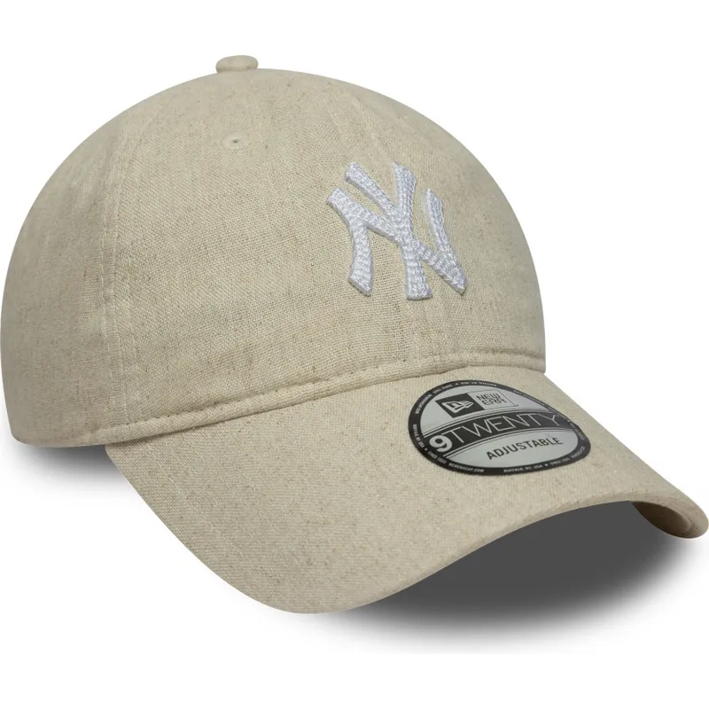 cap-izliekta-beige-adjustable-strap-9twenty-linen-no-new-york-yankees-mlb-no-new-era