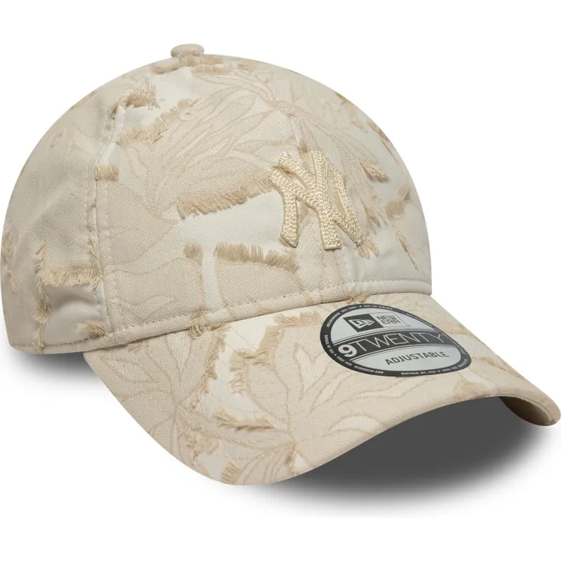 new-era-curved-brim-9twenty-img-floral-new-york-yankees-mlb-beige-adjustable-cap-with-beige-logo