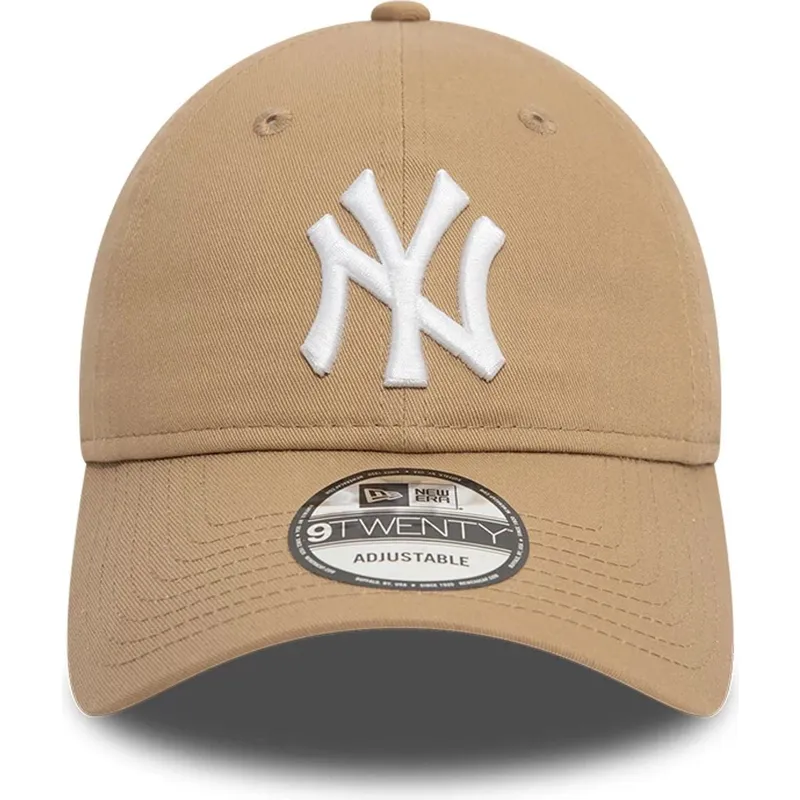 new-era-curved-brim-9twenty-league-essential-new-york-yankees-mlb-light-brown-adjustable-cap