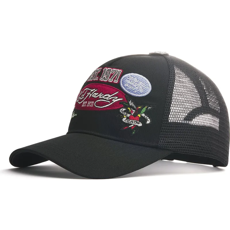 cepur-izliekta-truckeris-melns-snapback-est-1971-varsity-no-ed-hardy