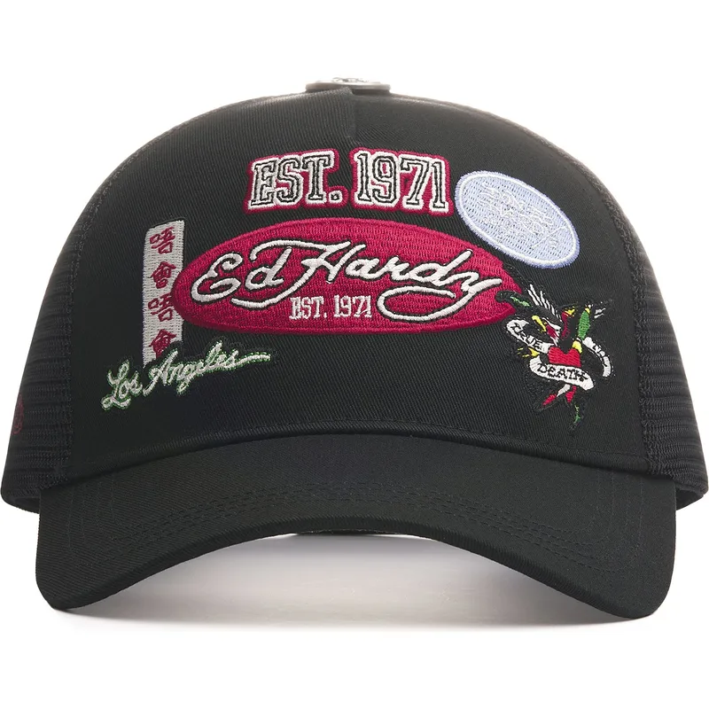 cepur-izliekta-truckeris-melns-snapback-est-1971-varsity-no-ed-hardy