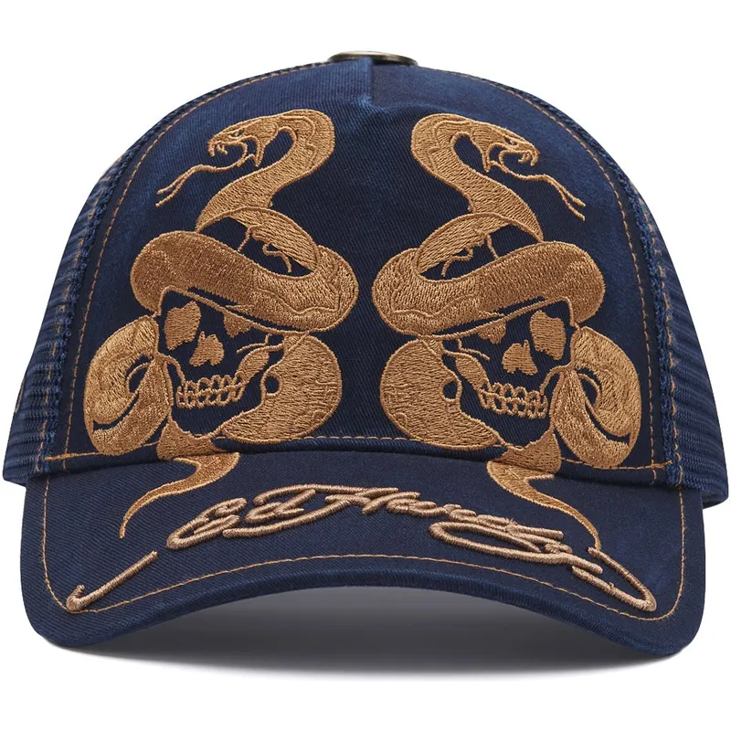 cepur-izliekta-truckeris-tumsi-zils-snapback-skull-and-snakes-graphic-no-ed-hardy
