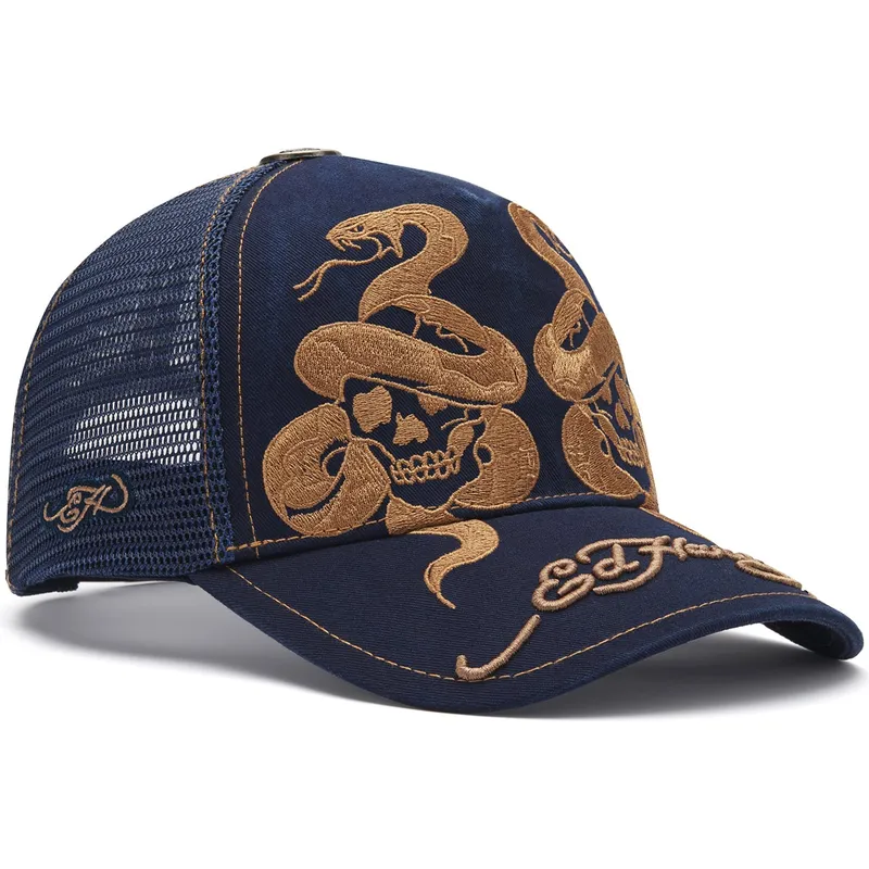 cepur-izliekta-truckeris-tumsi-zils-snapback-skull-and-snakes-graphic-no-ed-hardy